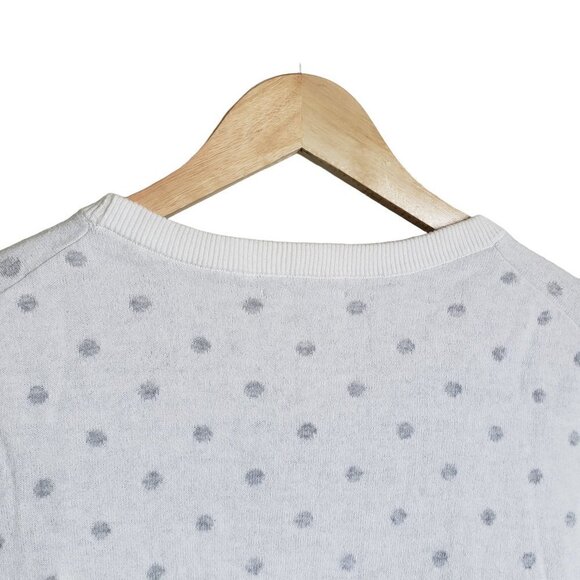 Tommy Hilfiger dot print knit white and grey round neck knit sweater - Picture 5 of 9